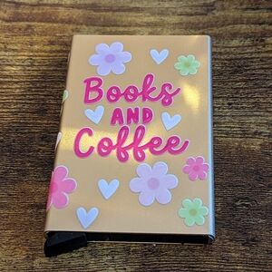 Books & Coffee Tin Pop Out Credit Card Wallet NEW!